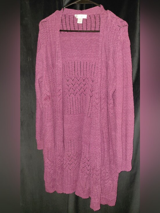 Christopher & Banks Sweaters - Christopher & Banks Open-Front Cardigan - Plum XL